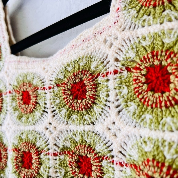 Hand Knit Boho Hippie Western Crop Top - Picture 2 of 6